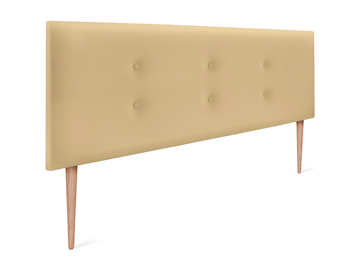 DHOME Cabeceira de  Couro sintético con 2 Fileiras de botões 145x105cm com Pernas Camas 135/140 - Baunilha