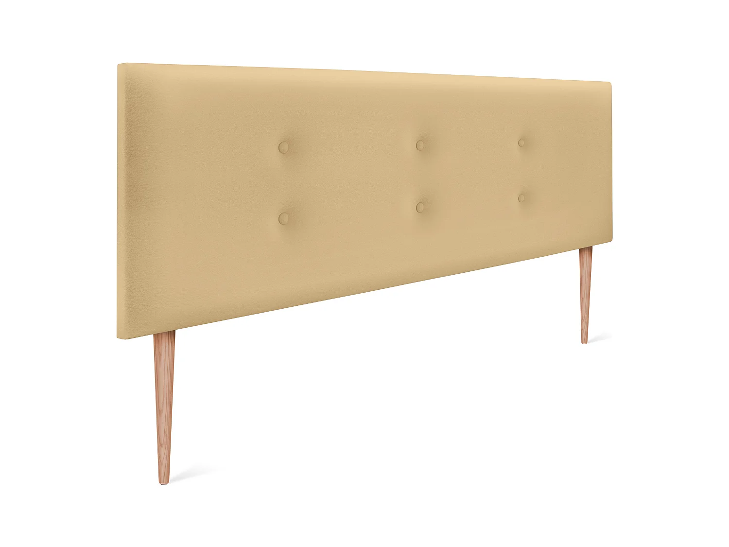DHOME Tête de lit similicuir avec 2 rangées de boutons 145x105cm avec pieds Lits 135/140 - Vanille
