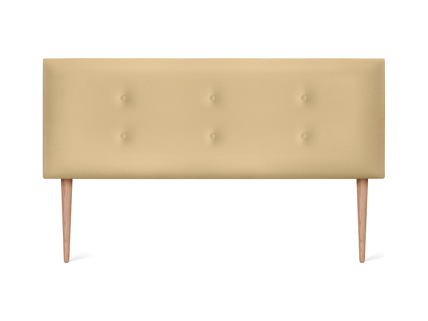 DHOME Tête de lit similicuir avec 2 rangées de boutons 145x105cm avec pieds Lits 135/140 - Vanille