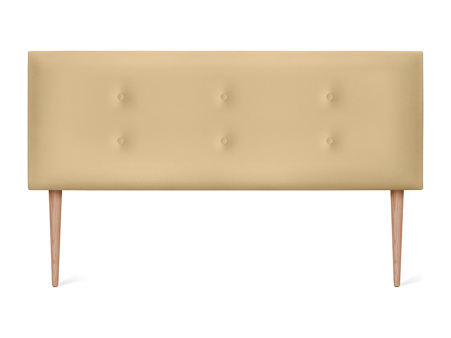 DHOME Tête de lit similicuir avec 2 rangées de boutons 145x105cm avec pieds Lits 135/140 - Vanille