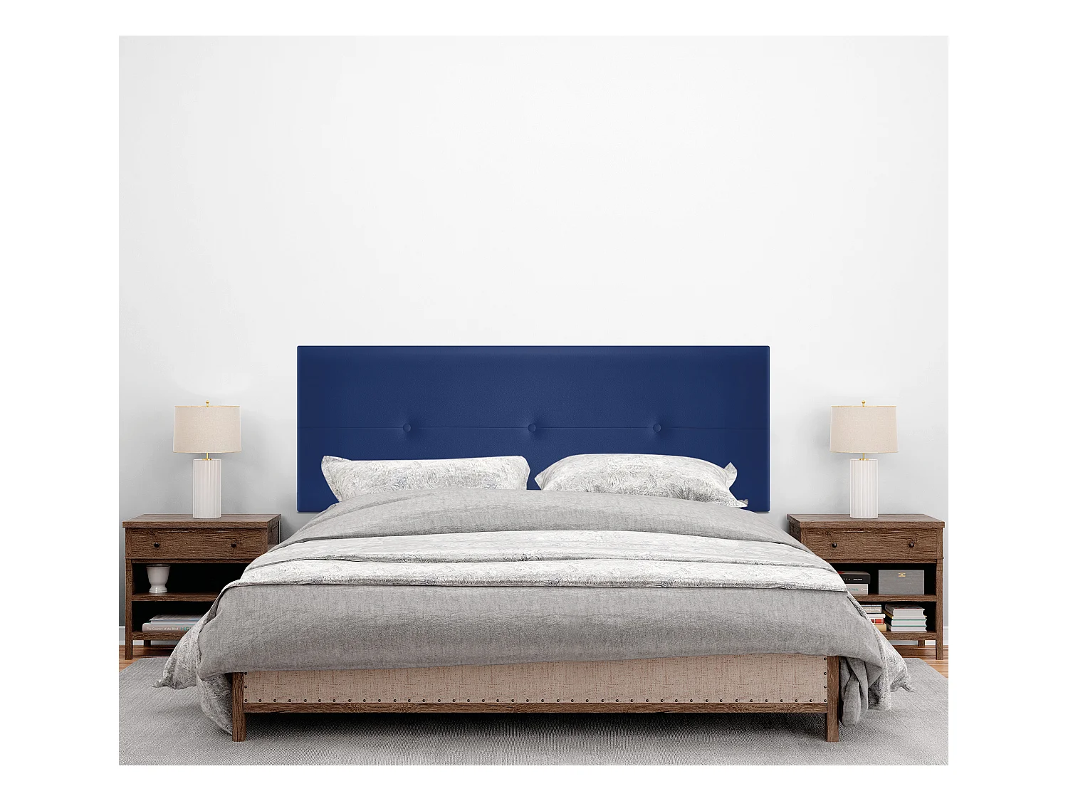 DHOME Testiera in de Similpelle con bottoni 135x105cm Con le gambe Letti 120/135 - Blu