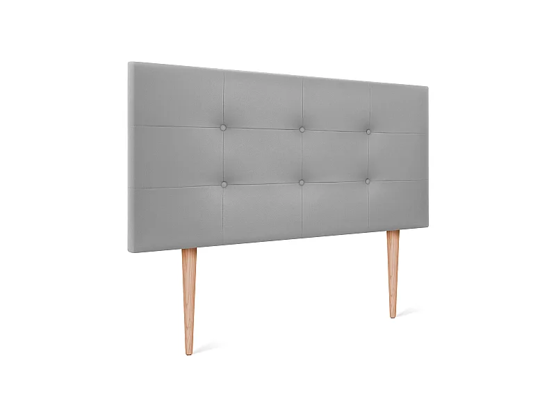 DHOME getuftetes Kunstleder-Kopfteil 95 x 115 cm mit Bettbeinen 90 – Hellgrau