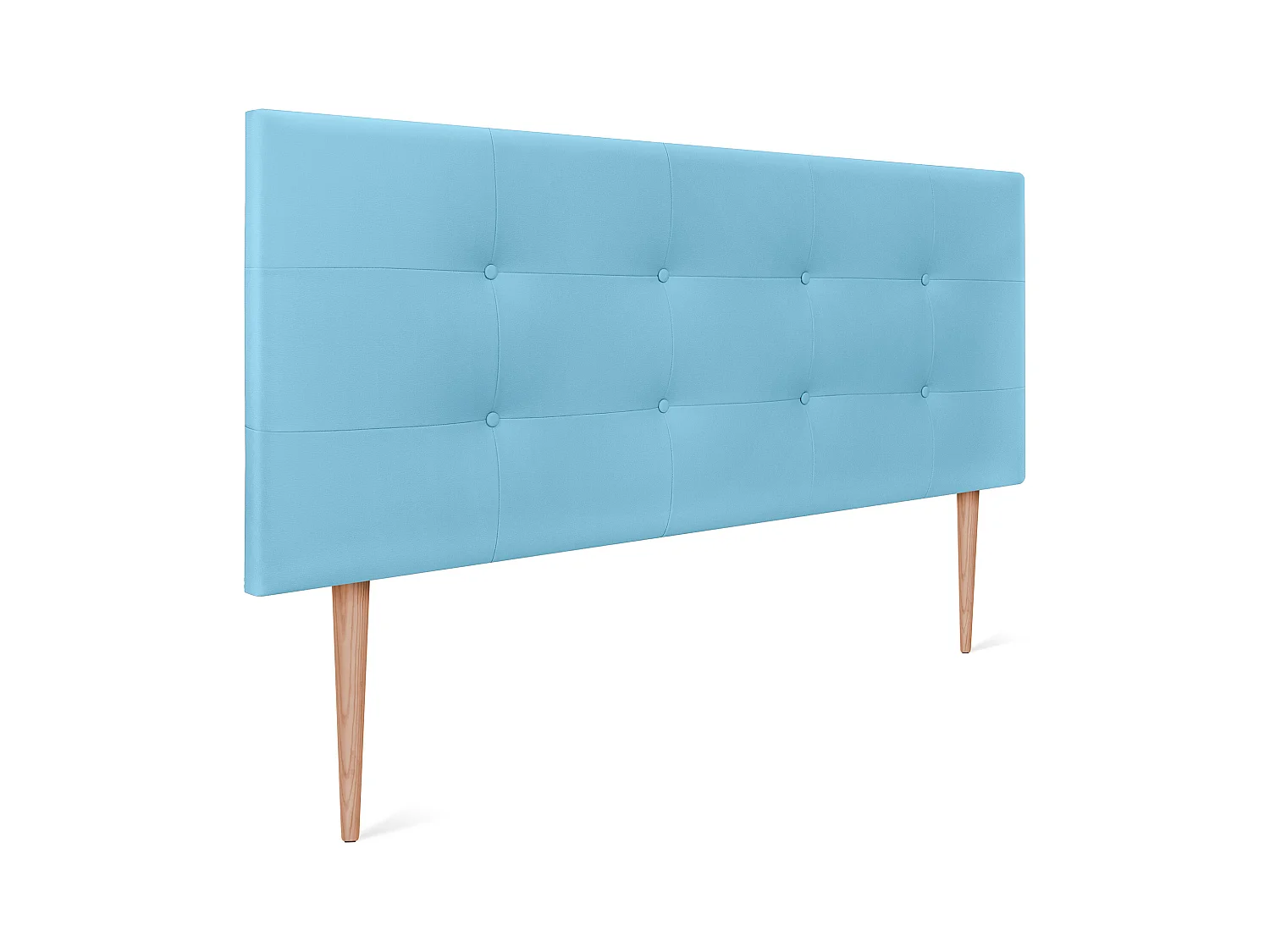 DHOME Tête de Lit en Similicuir Capitonnée 145x115cm avec Pieds Lit 135/140 - Céleste