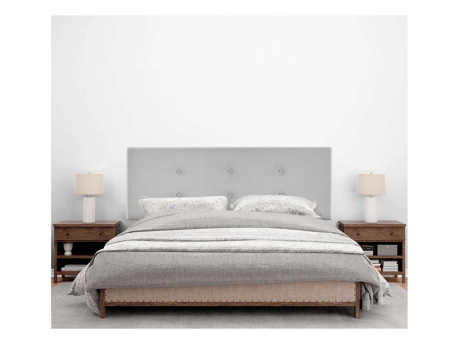 DHOME Tête de lit en tissu Aqualine avec 2 rangées de boutons 160x50cm Lits 150/160 - Gris perle