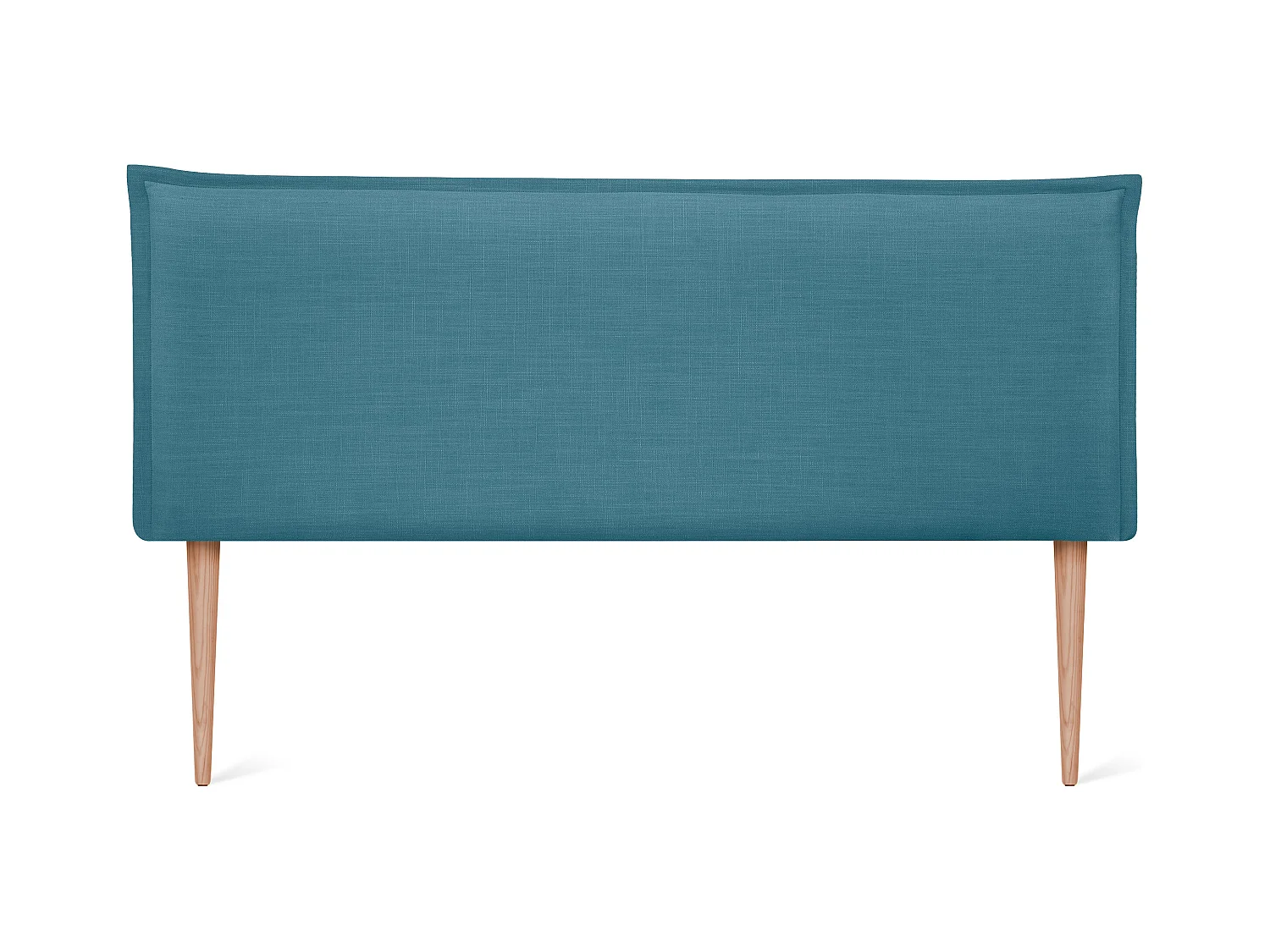 DHOME Tête de lit en lin naturel lisse avec garniture 135x105cm avec pieds Lits 120/135 - Turquoise