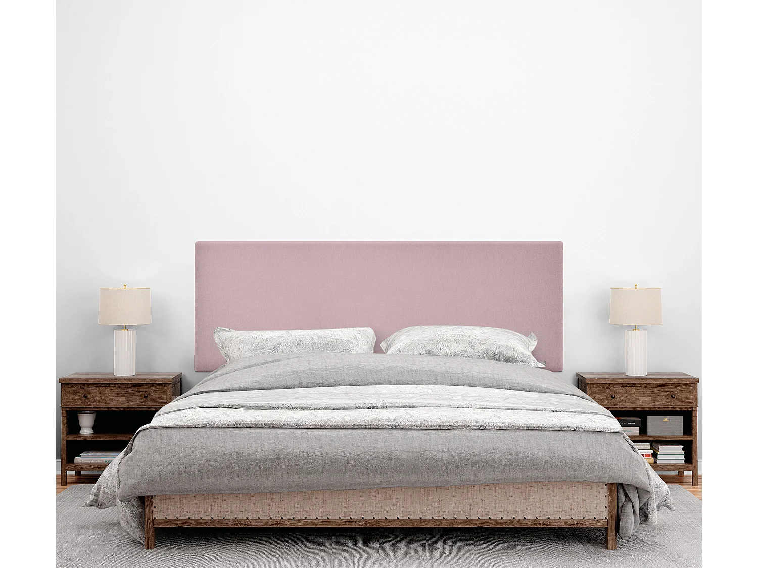 DHOME Stoff-Kopfteil Aqualine Glatt 145x50cm Betten 135/140 - Lachs