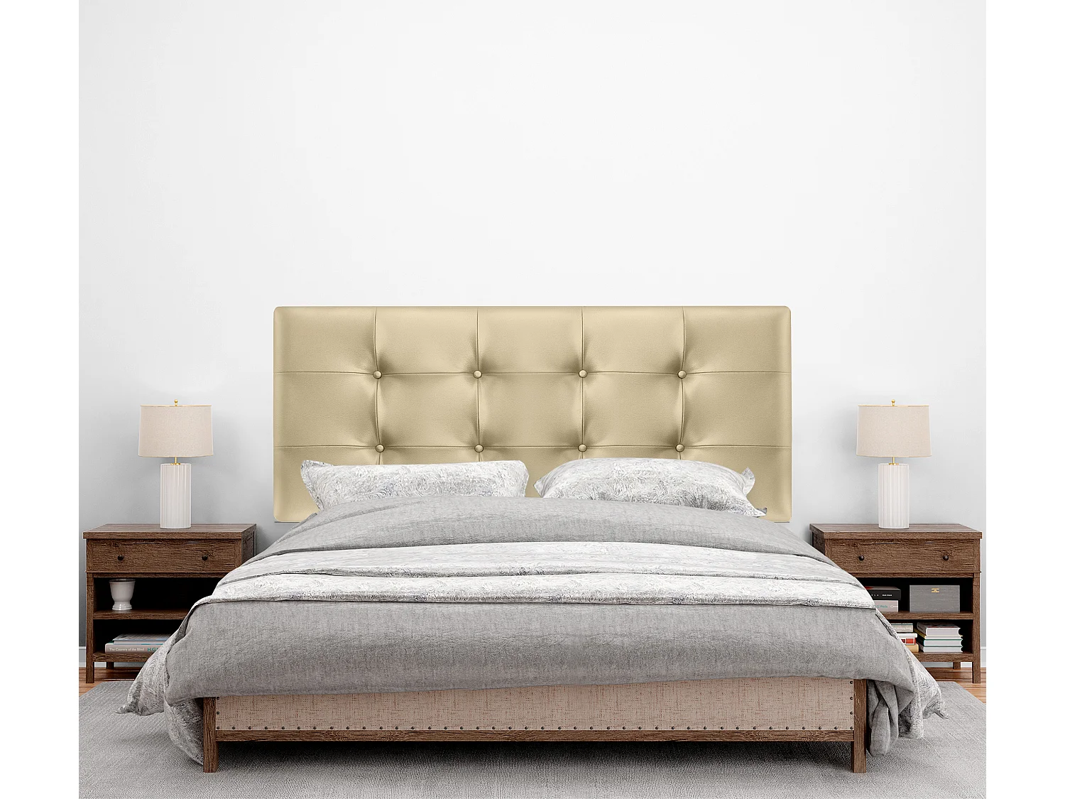 DHOME Getuft kunstleer hoofdeinde 135x60cm voor 120/135 bedden - Champagne