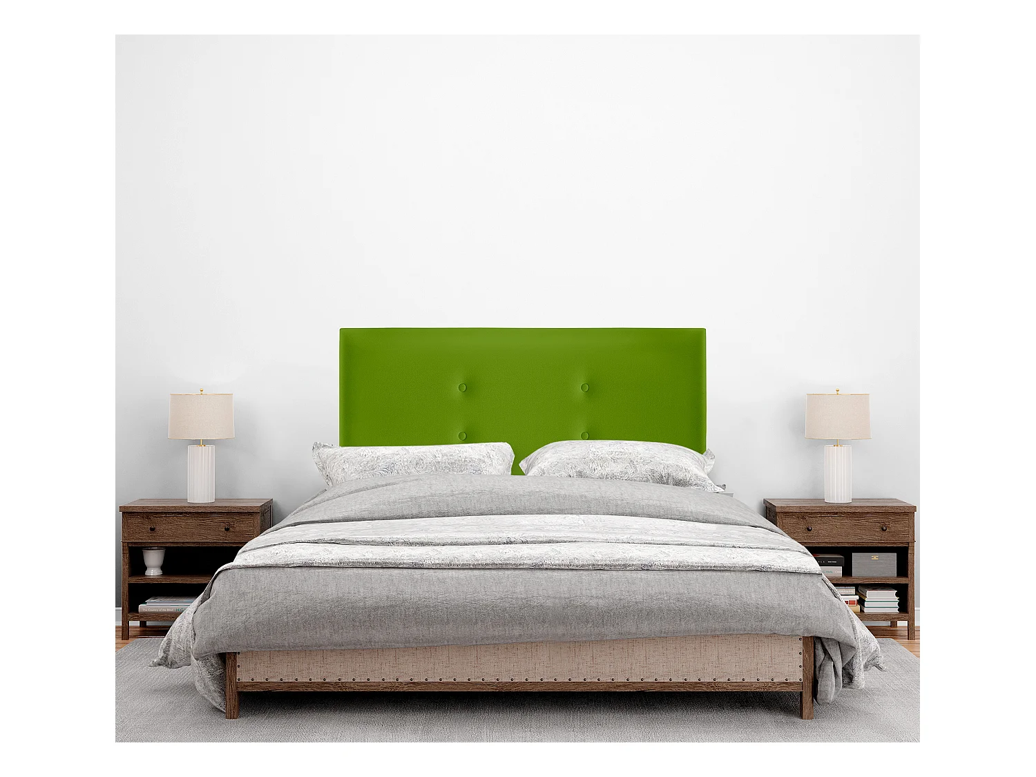 DHOME Tête de lit similicuir avec 2 rangées de boutons 95x105cm avec pieds Lits 90 - Vert