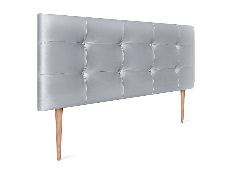 DHOME Testiera capitonnè in ecopelle 135x115 cm con gambe letto 120/135 - Argento