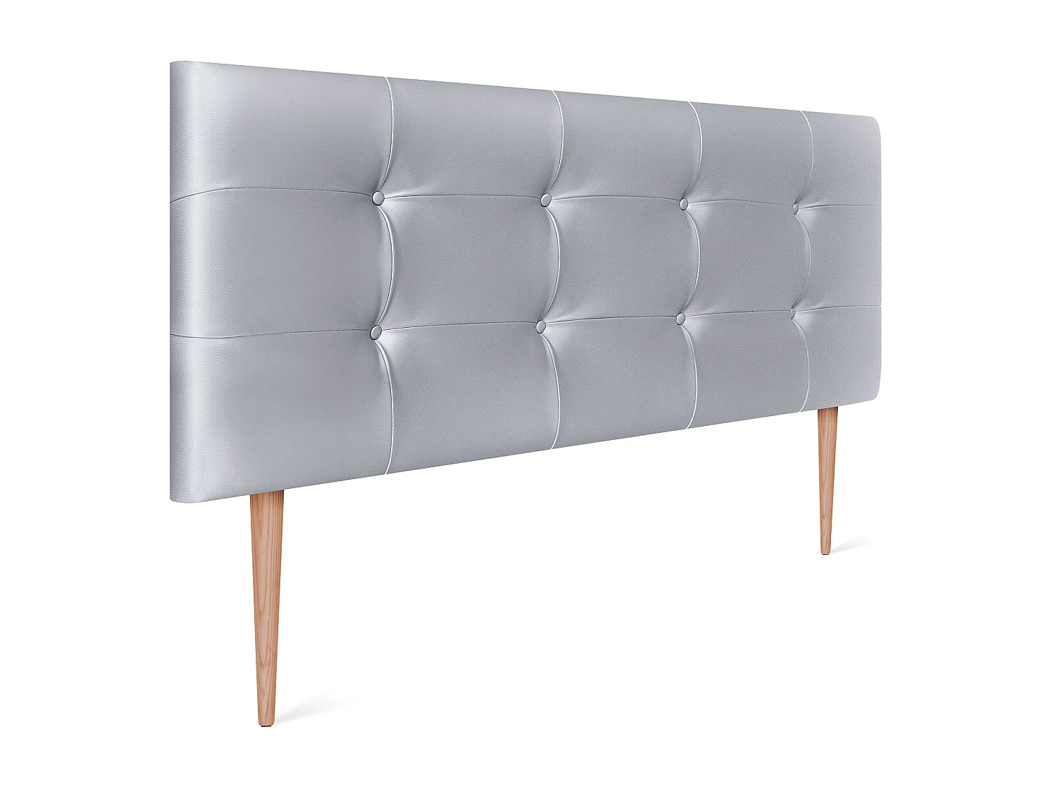 DHOME Testiera capitonnè in ecopelle 135x115 cm con gambe letto 120/135 - Argento