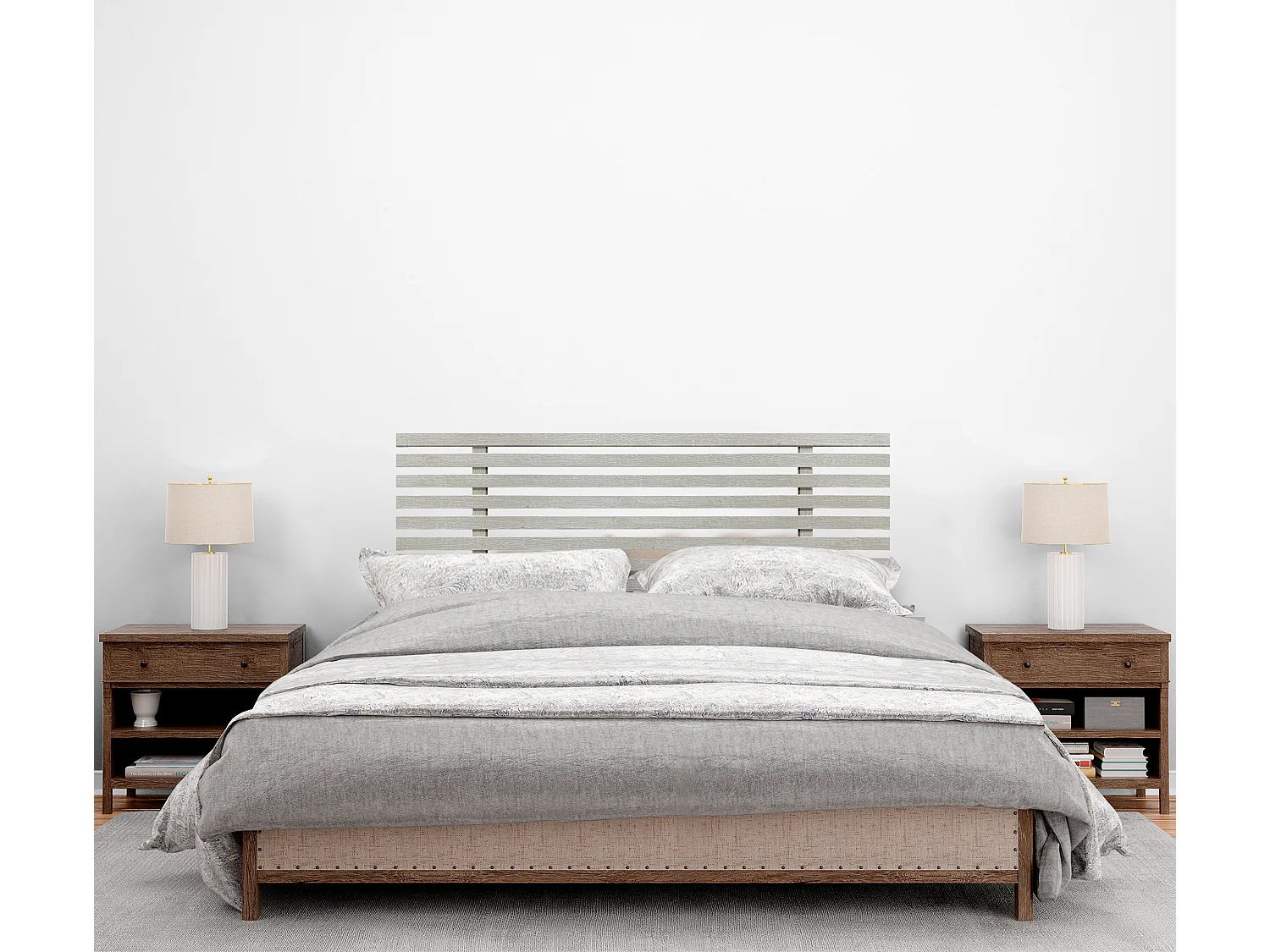 DHOME Tête de lit en bois recyclé DM Style Japonais 95x46cm Lits 90 - Arctique