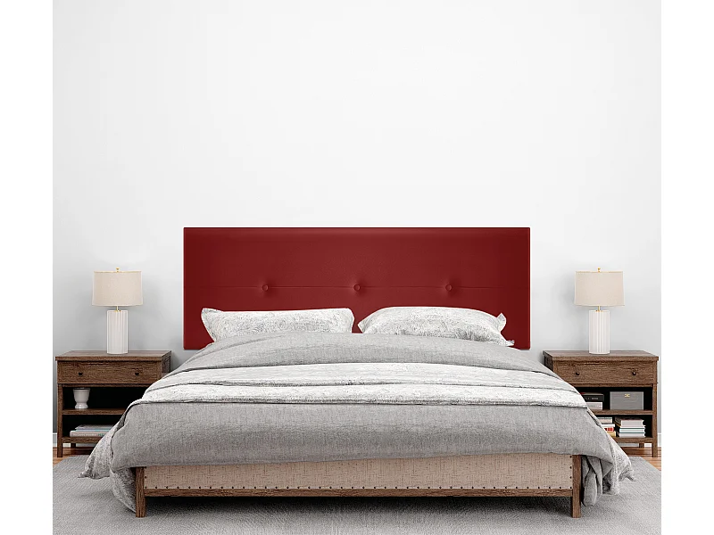 DHOME Tête de lit en Similicuir avec Boutons 135x105cm avec Pieds Lits 120/135 - Rouge