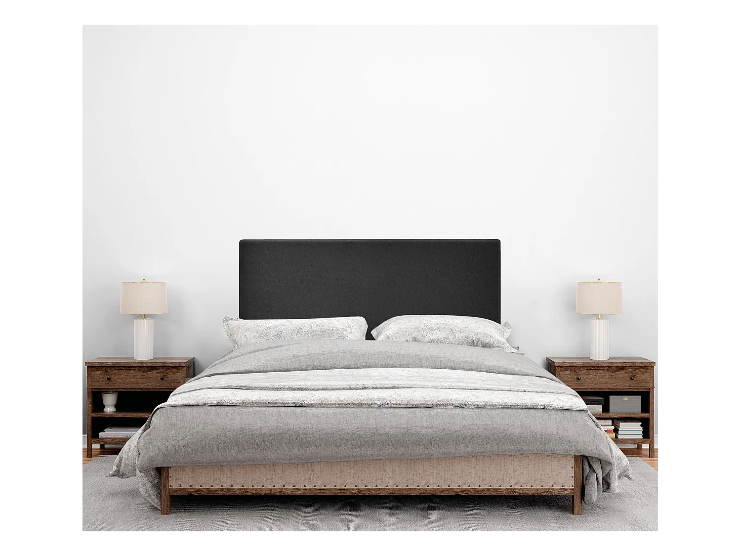 DHOME Hoofdeinde gladde aqualine stof 110x50cm bedden 105 - Zwart