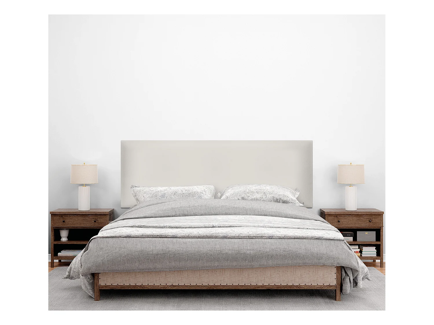 DHOME Tête de lit simili cuir lisse 150x50cm Lits 150 - Blanc Osseux
