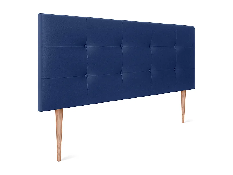 DHOME Tête de lit en Similicuir Capitonné 160x115cm avec Pieds Lits 150/160 - Bleu