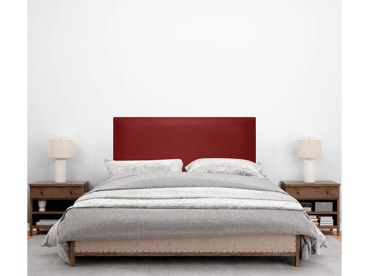 DHOME Testiera in de Similpelle Liscia 105x105cm Con le gambe Letti 105 - Rosso