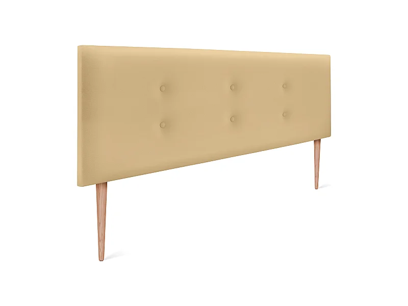 DHOME Tête de lit similicuir avec 2 rangées de boutons 135x105cm avec pieds Lits 120/135 - Vanille