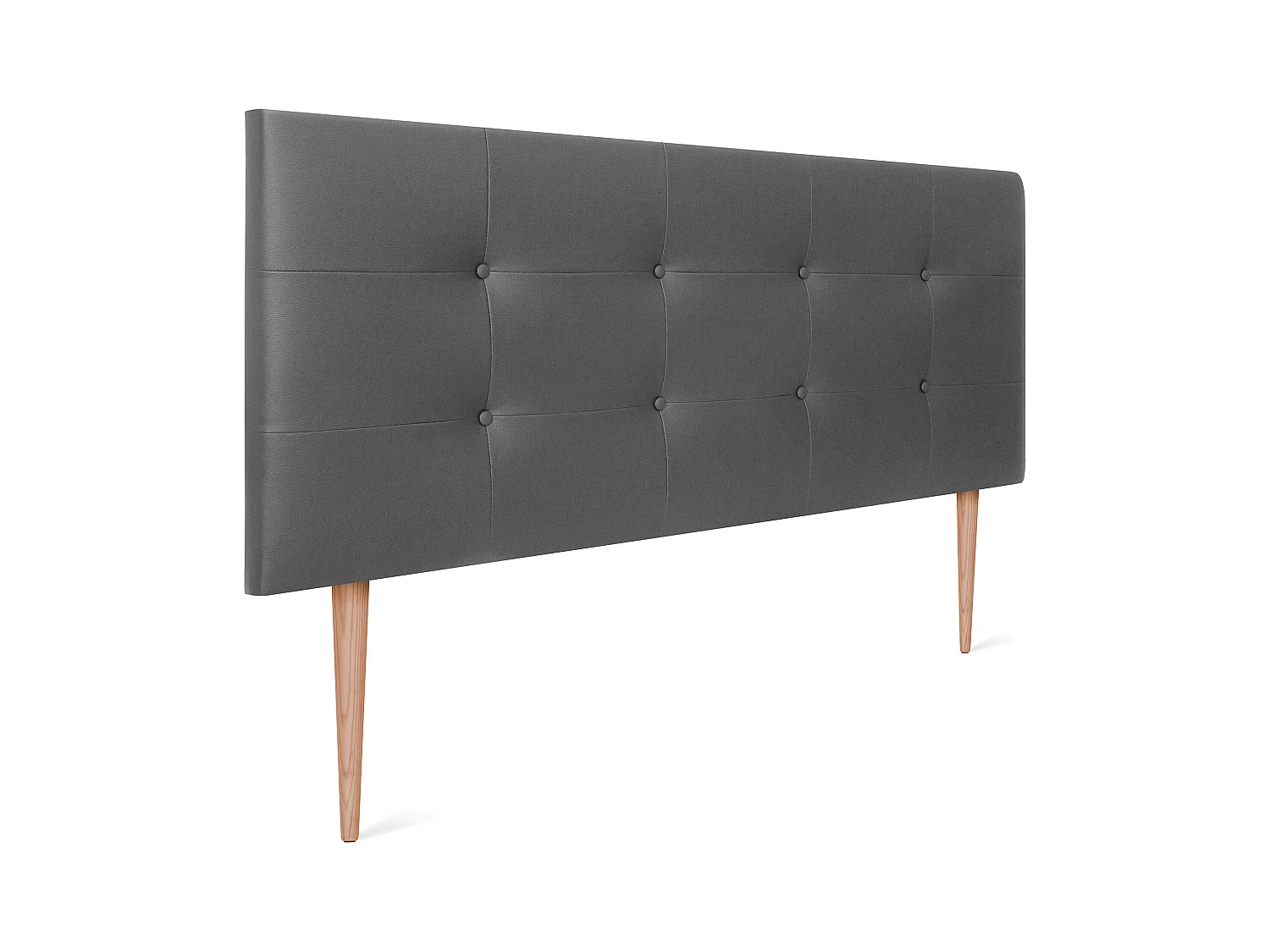 DHOME getuftetes Kunstleder-Kopfteil 145 x 115 cm mit Bettbeinen 135/140 – Grau