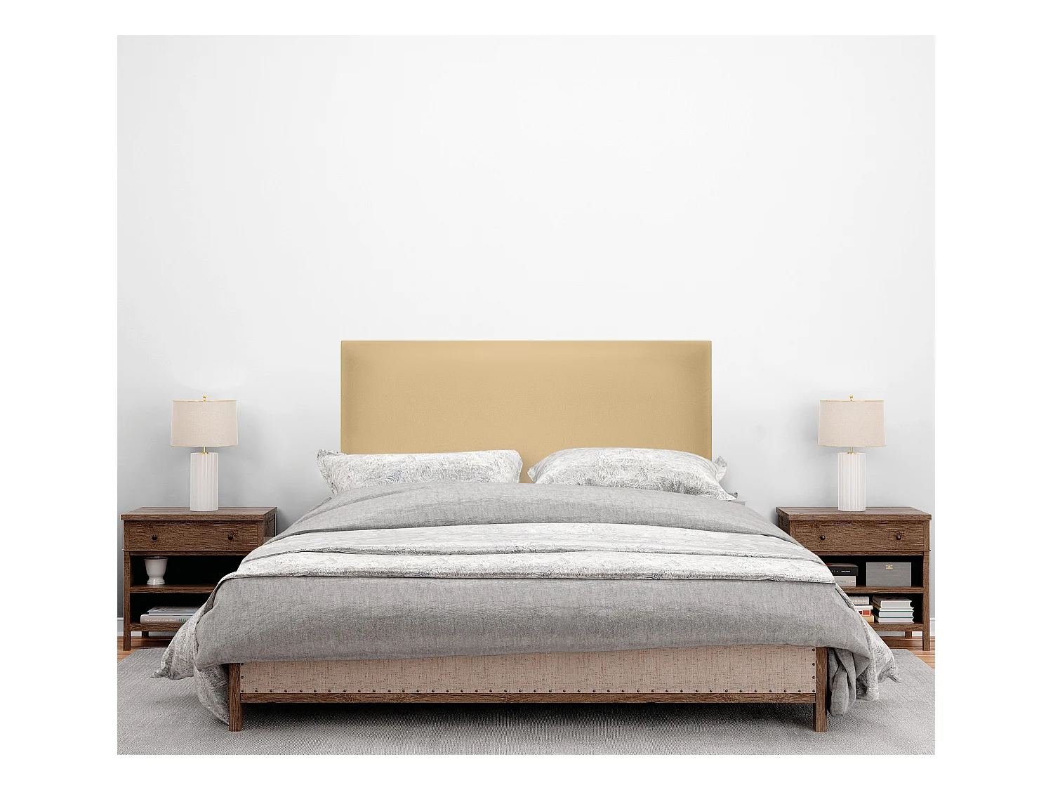 DHOME Kopfteil aus glattem Kunstleder 110x50cm Betten 105 - Vanille