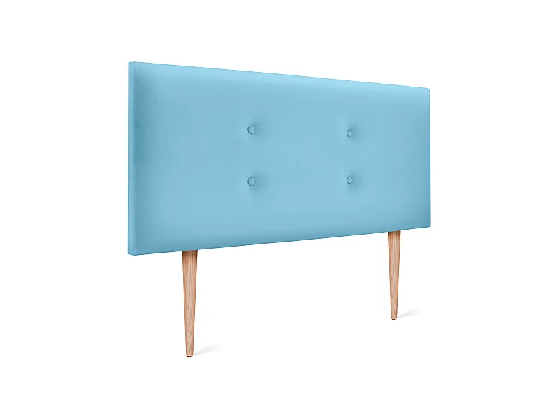 DHOME Kopfteil aus Kunstleder mit 2 Reihen Knöpfen 95x105cm Mit Beinen Betten 90 - Hellblau