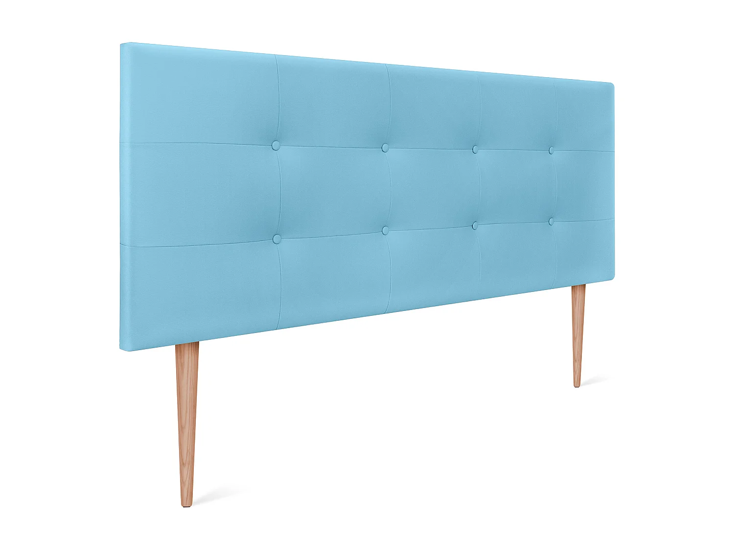 DHOME getuftetes Kunstleder-Kopfteil 160 x 115 cm mit Bettbeinen 150/160 – Hellblau