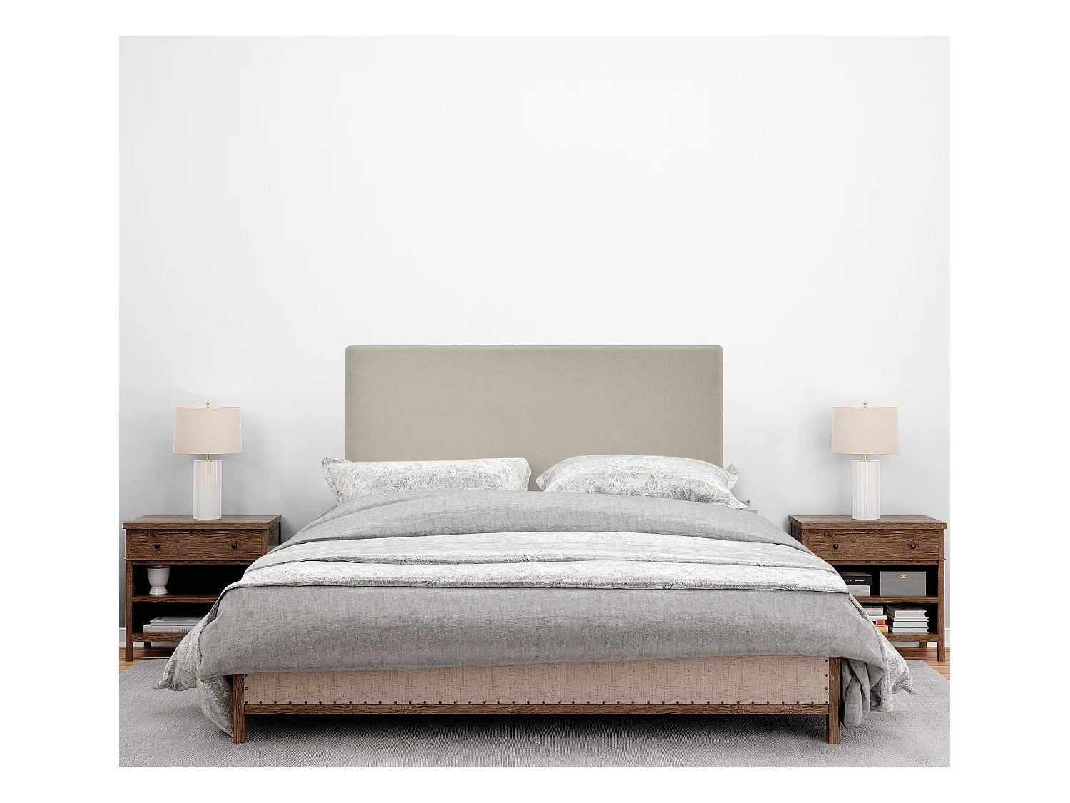 DHOME Testiera in de Tessuto Aqualine Liscio 110x105cm Con le gambe Letti 105 - Beige