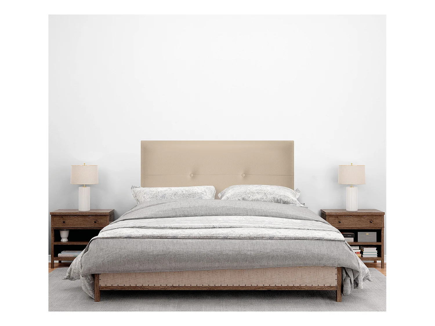 DHOME Kopfteil aus Kunstleder mit Knöpfen 110x50cm Betten 105 - Beige