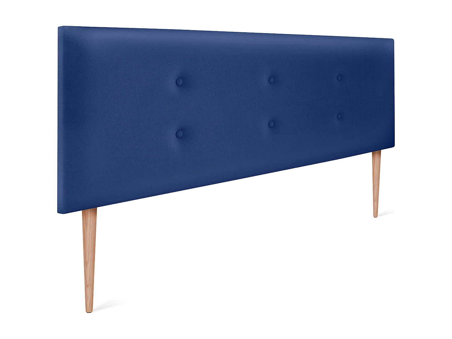 DHOME Kopfteil aus Kunstleder mit 2 Reihen Knöpfen 135x105cm Mit Beinen Betten 120/135 - Blau