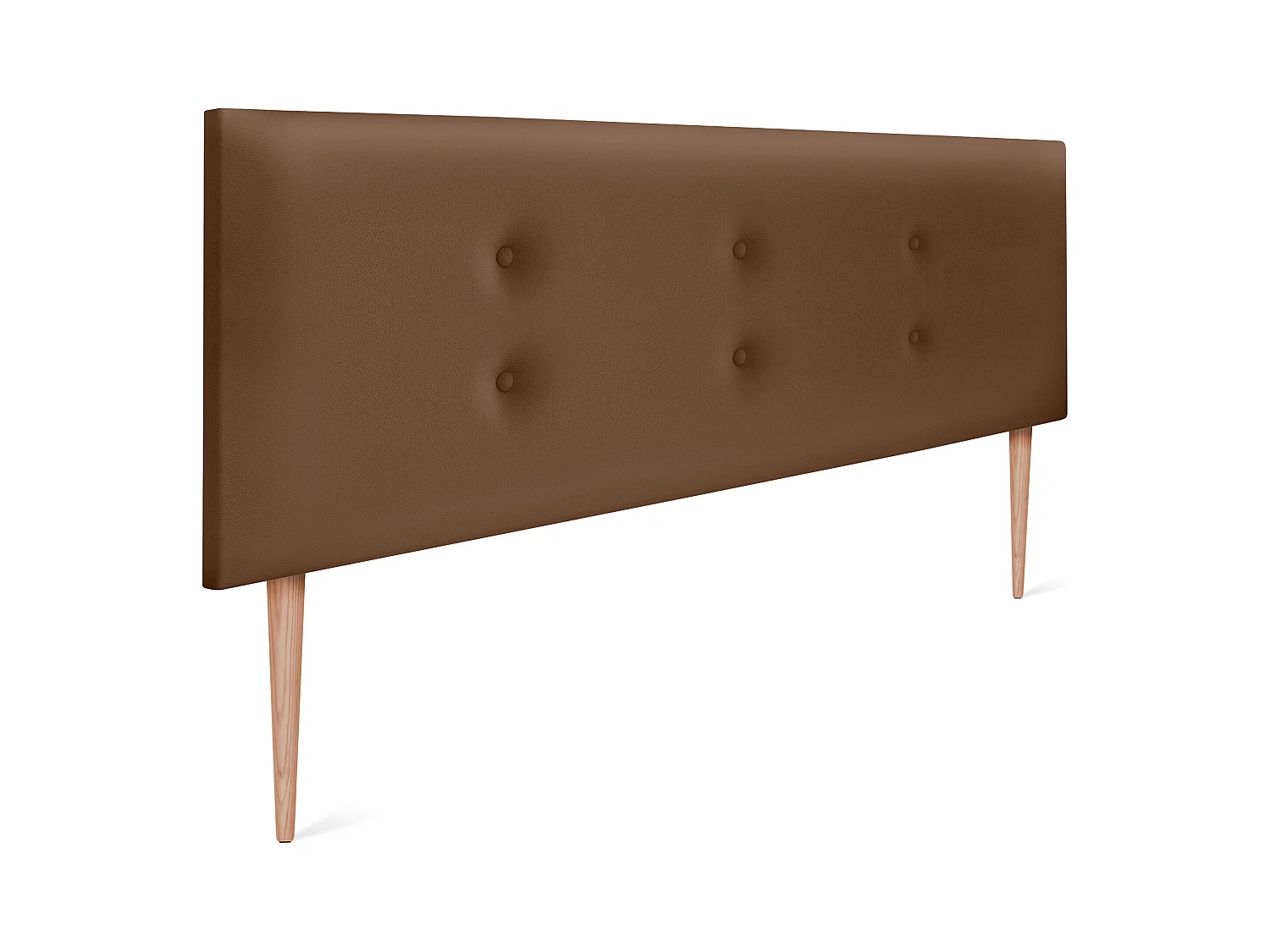 DHOME Kopfteil aus Kunstleder mit 2 Reihen Knöpfen 135x105cm Mit Beinen Betten 120/135 - Lehm