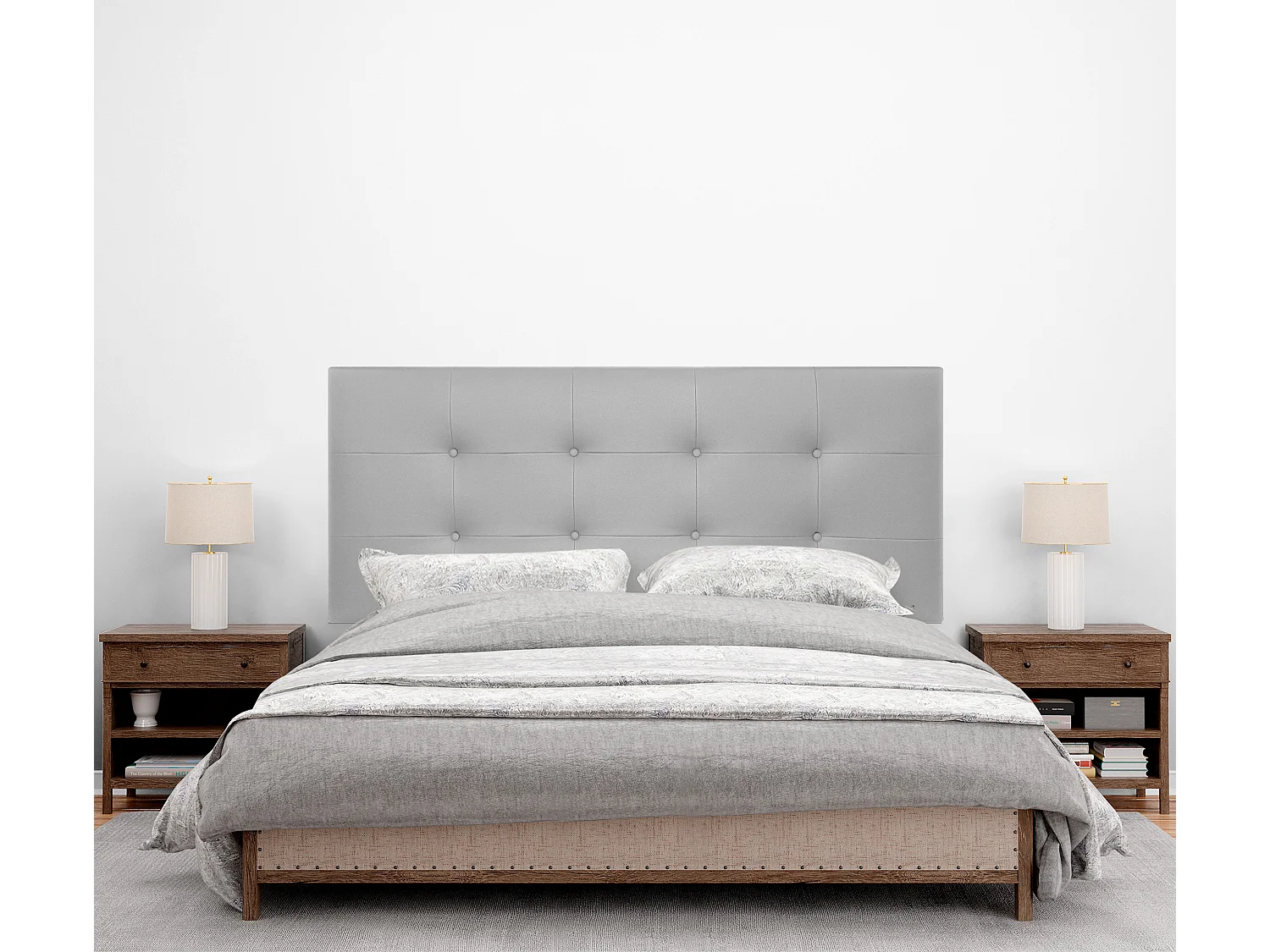 DHOME Getuft kunstleer hoofdeinde 135x60cm voor 120/135 bedden - lichtgrijs