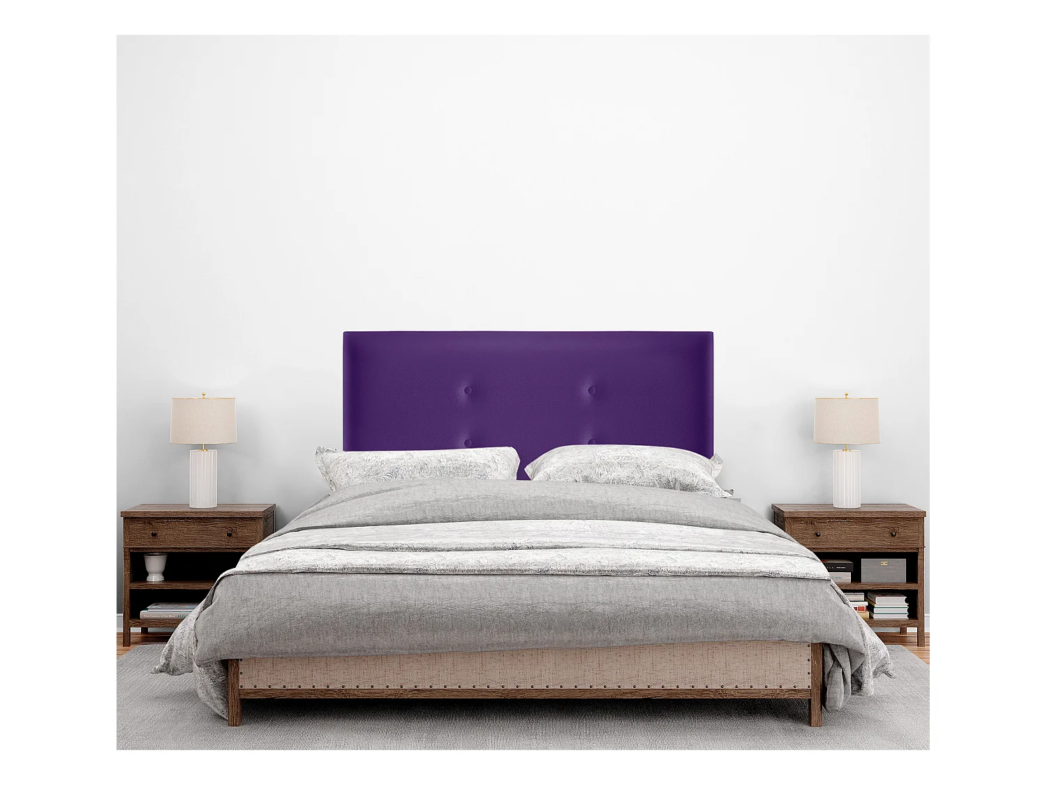 DHOME Tête de lit similicuir avec 2 rangées de boutons 105x50cm Lits 105 - Lila