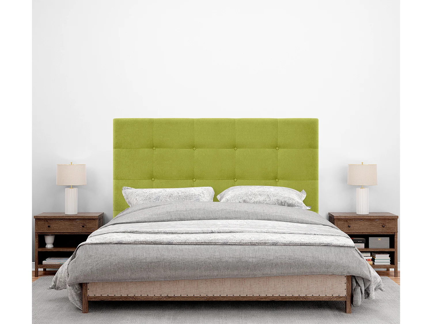 DHOME Cabeceira de  Tecido AquaLinho Capitoné Até o chão 145x120cm Camas 135/140 - Pistache