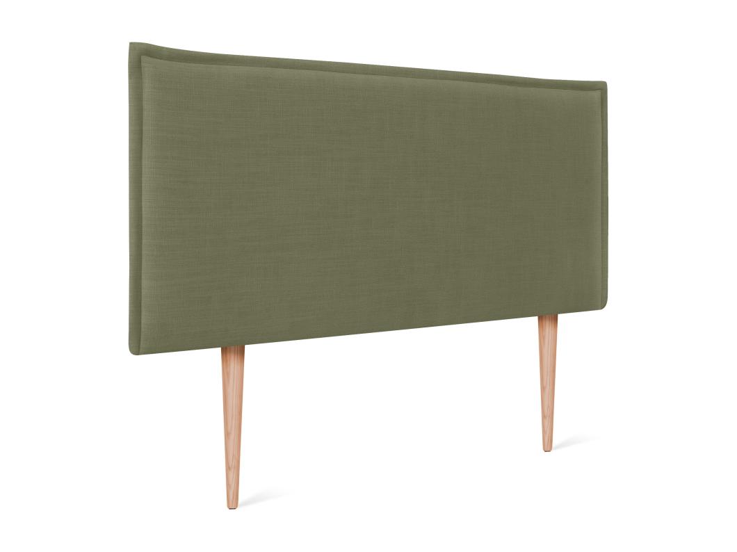 DHOME Glad natuurlijk linnen hoofdeinde met bies 95x105cm met bedpoten 90 - Groen