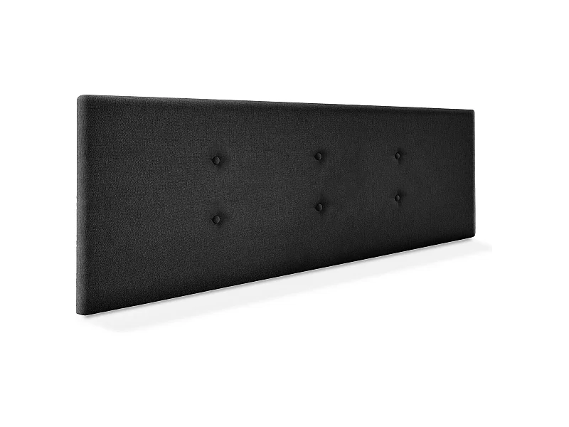 DHOME Tête de lit en tissu Aqualine avec 2 rangées de boutons 145x50cm Lits 135/140 - Noir