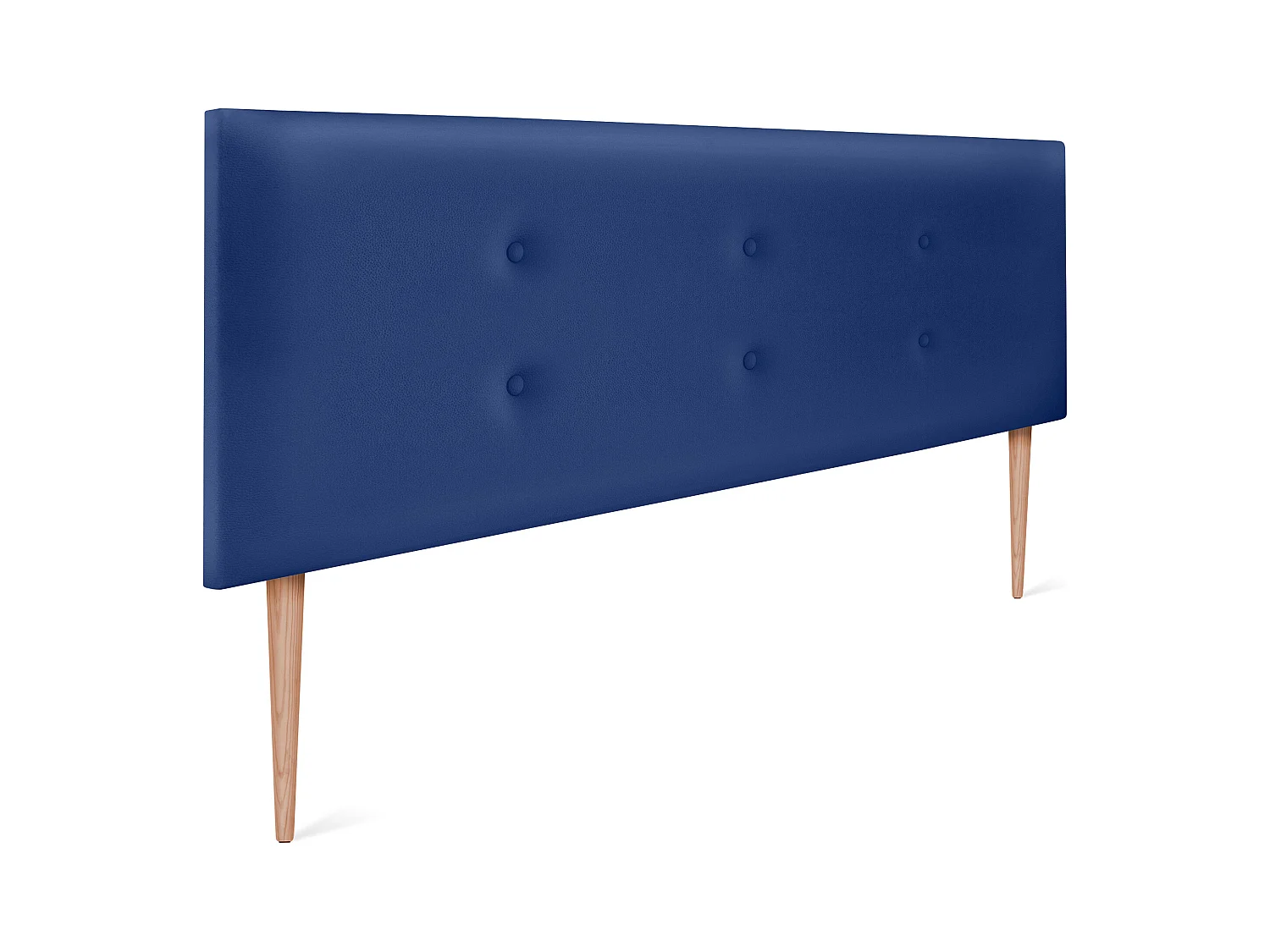 DHOME Tête de lit similicuir avec 2 rangées de boutons 160x105cm avec pieds Lits 150/160 - Bleu