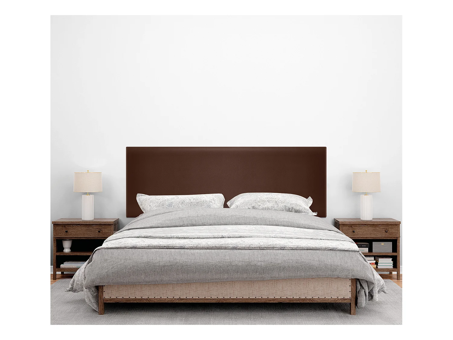 DHOME Glad kunstleer hoofdeinde 135x105cm met bedpoten 120/135 - Chocolade