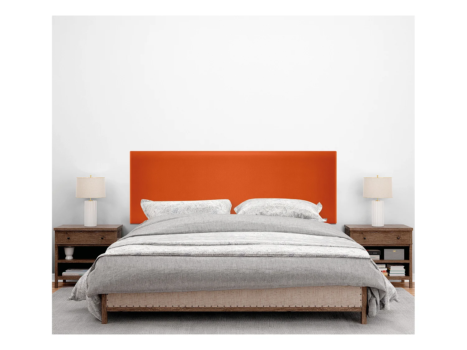 DHOME Kopfteil aus glattem Kunstleder 150x105cm Mit Beinen Betten 150 - Orange