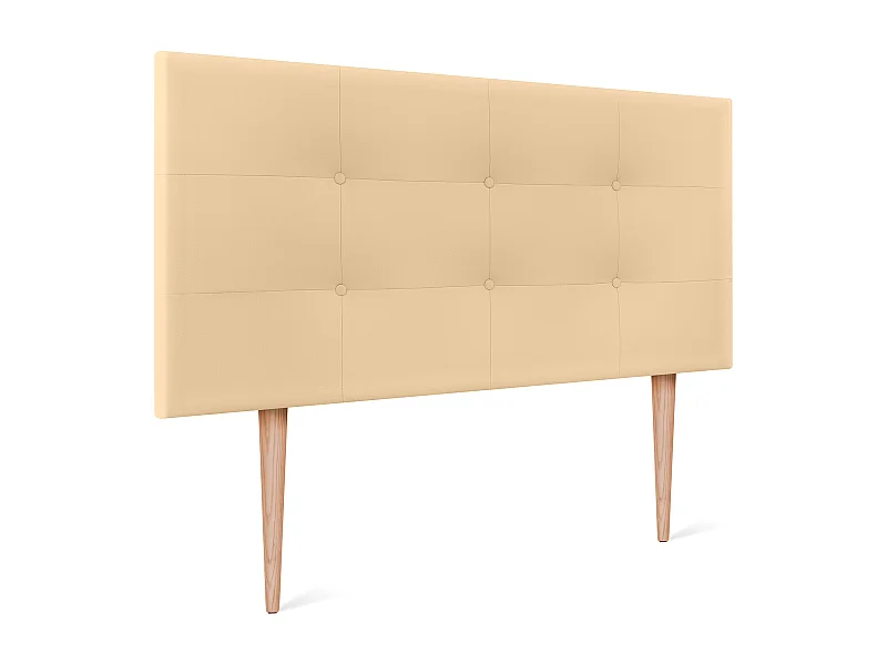 DHOME getuftetes Kunstleder-Kopfteil 110 x 115 cm mit Bettbeinen 105 – Vanille