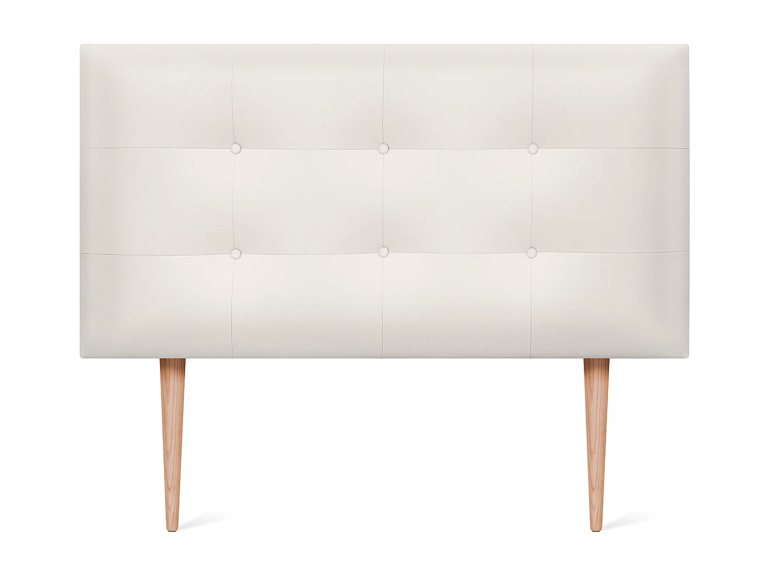 DHOME getuftetes Kunstleder-Kopfteil 95 x 115 cm mit Bettbeinen 90 – Knochenweiß