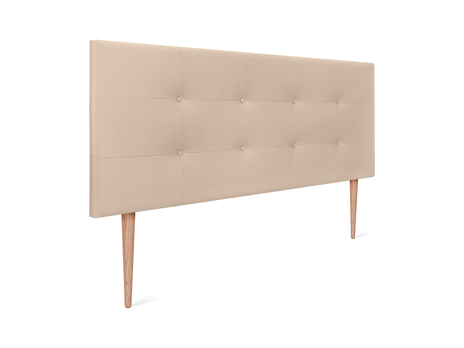 DHOME Tête de Lit en Similicuir Capitonnée 160x115cm avec Pieds Lit 150/160 - Beige