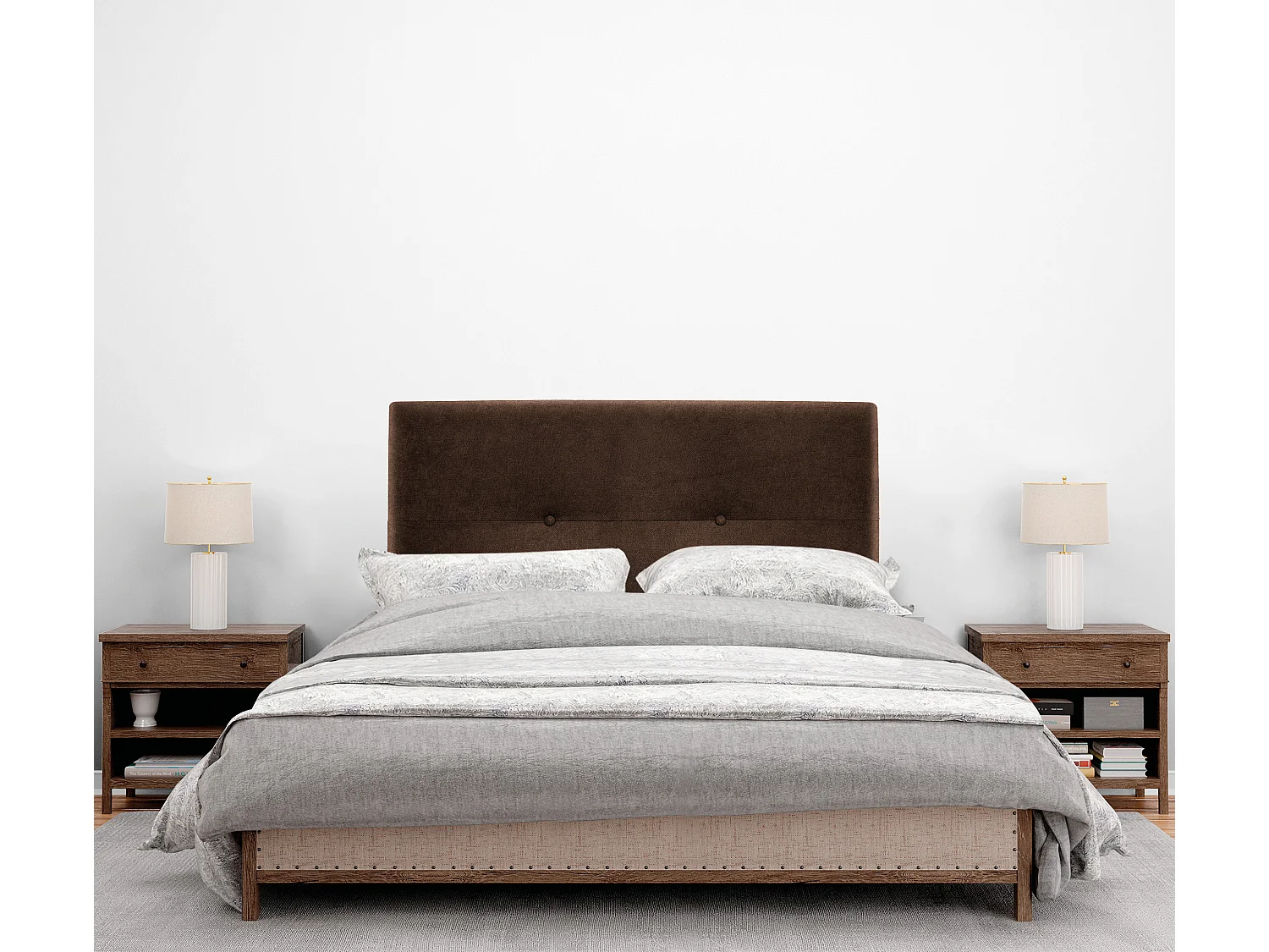 DHOME Aqualine Kopfteil aus Stoff mit Knöpfen 95x50cm Betten 90 - Braun