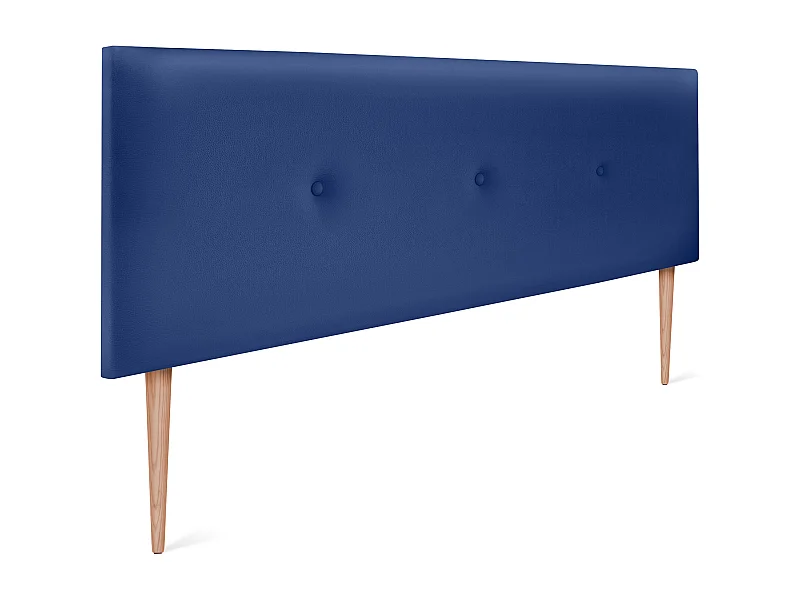 DHOME Kopfteil aus glattem Kunstleder mit Knöpfen 135x105cm Mit Beinen Betten 120/135 - Blau