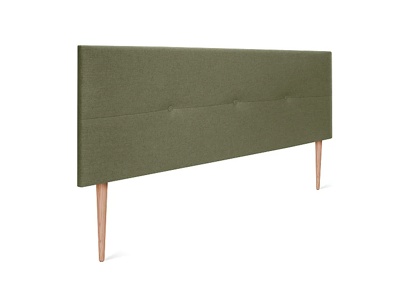 DHOME Kopfteil aus Naturleinen mit Knöpfen 145x105cm Mit Beinen Betten 135/140 - Grün