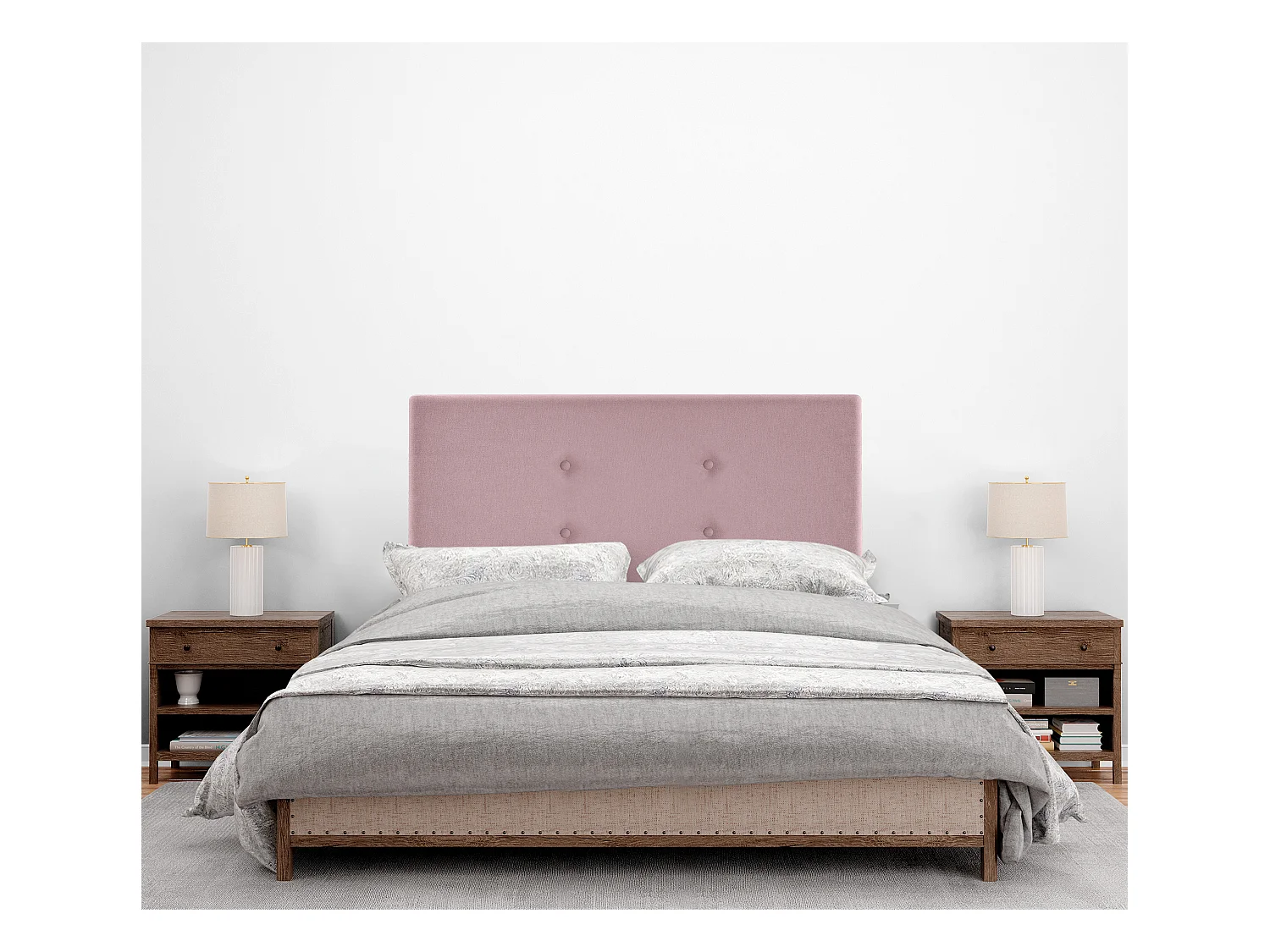 DHOME Tête de lit en tissu Aqualine avec 2 rangées de boutons 105x50cm Lits 105 - Saumon