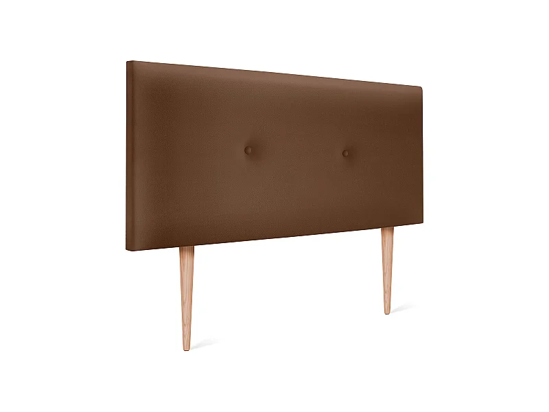 DHOME Kopfteil aus glattem Kunstleder mit Knöpfen 95x105cm Mit Beinen Betten 90 - Lehm