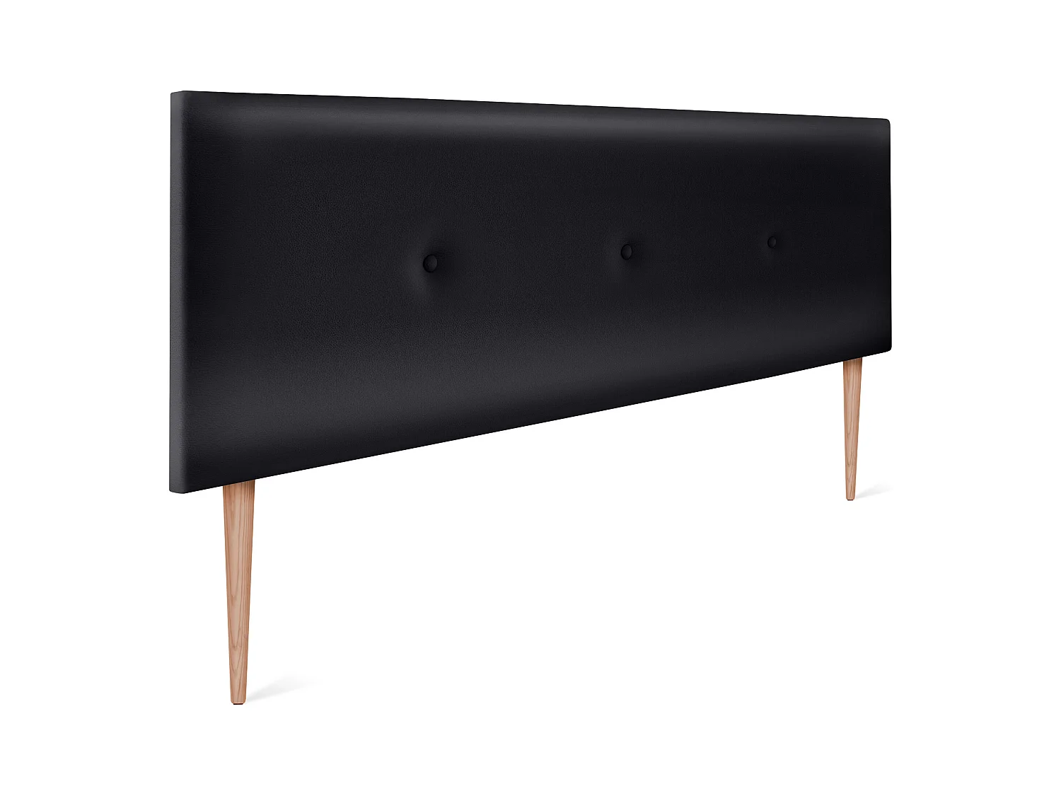DHOME Tête de lit simili cuir lisse avec Boutons 145x105cm avec pieds Lits 135/140 - Noir