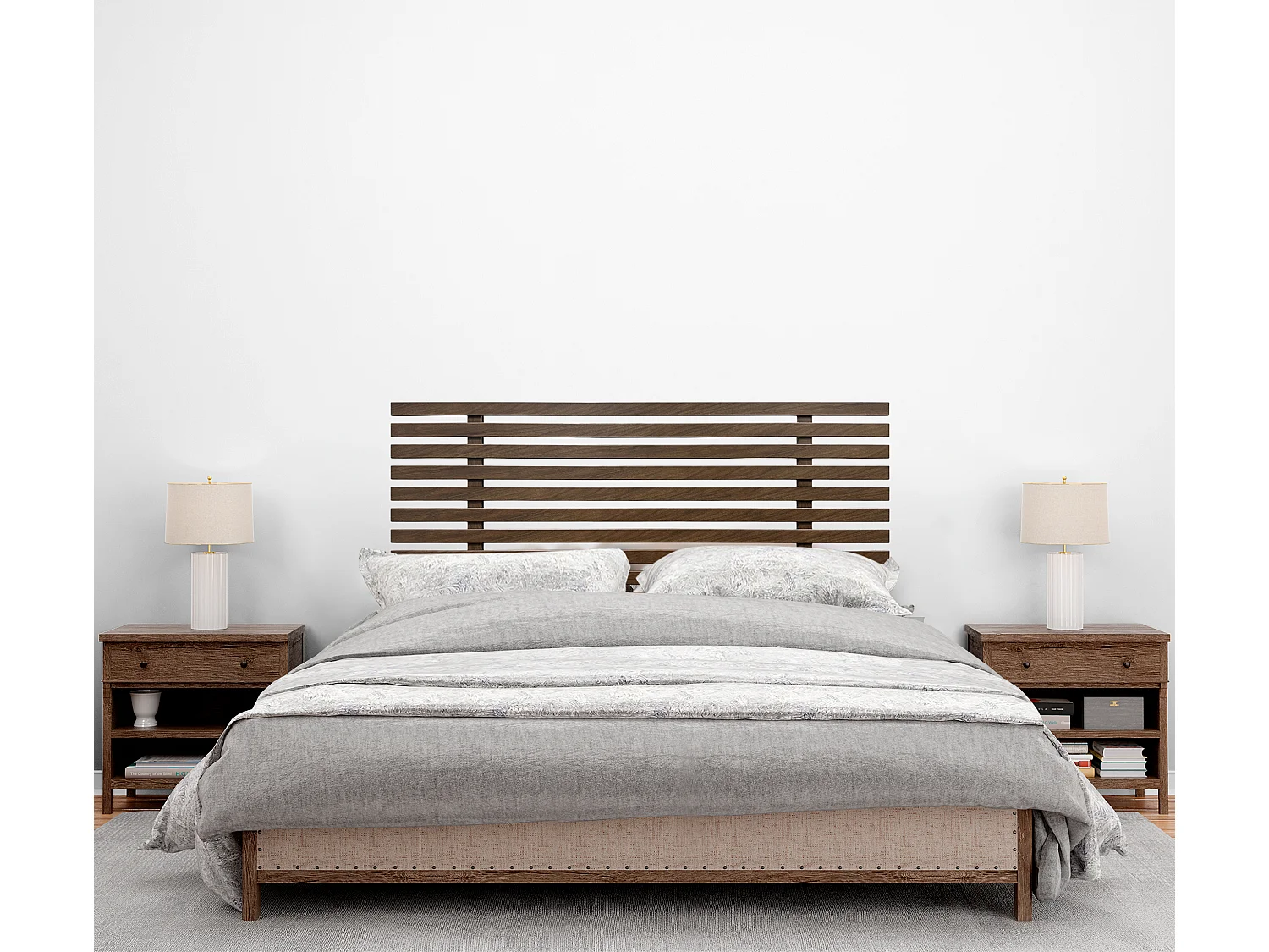 DHOME Tête de lit en bois recyclé MDF Style Japonais 105x46cm Lits 105 - Bois Noyer