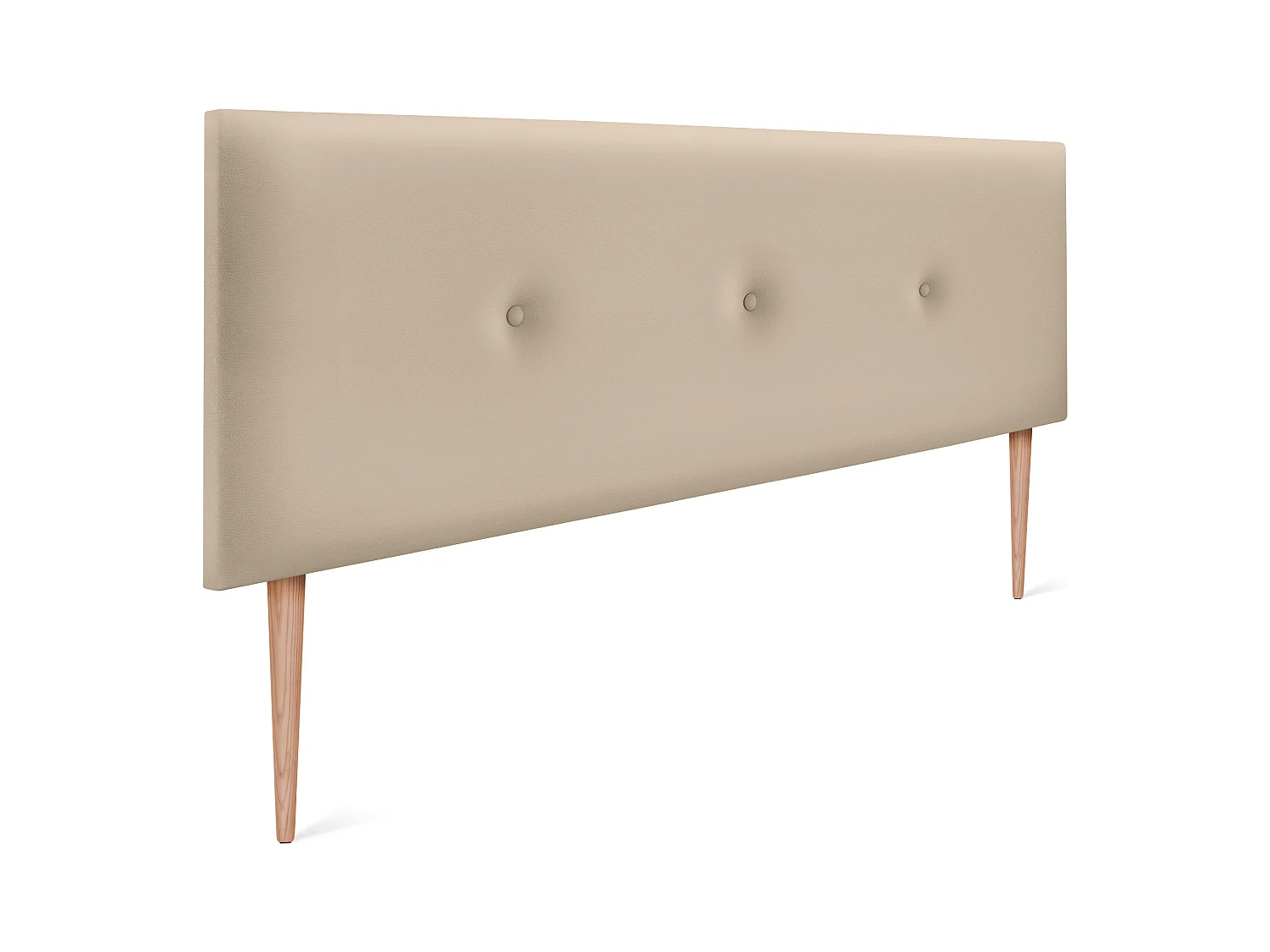 DHOME Tête de lit simili cuir lisse avec Boutons 145x105cm avec pieds Lits 135/140 - Beig