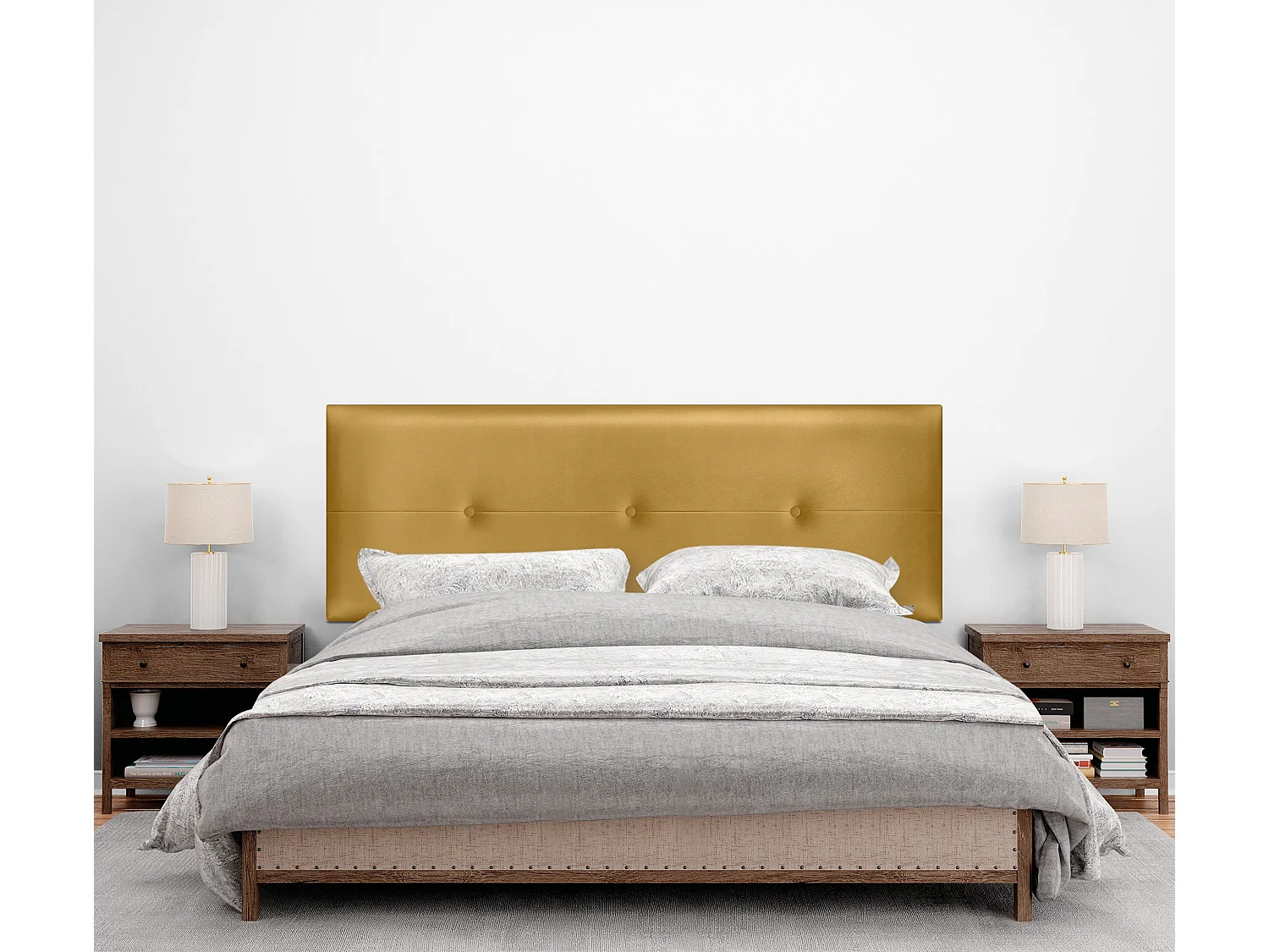 DHOME Tête de lit similicuir avec Boutons 150x50cm Lits 150 - Doré