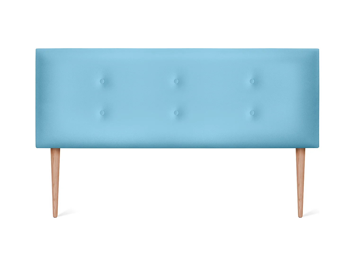 DHOME Tête de lit similicuir avec 2 rangées de boutons 145x105cm avec pieds Lits 135/140 - Bleu Ciel